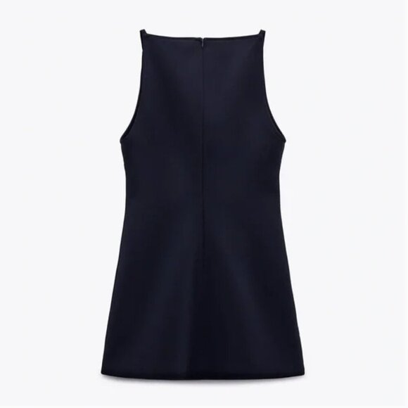 Zara SHORT DRESS WITH BUTTONS. Navy Blue. Size L. New with Tags. - Picture 7 of 9